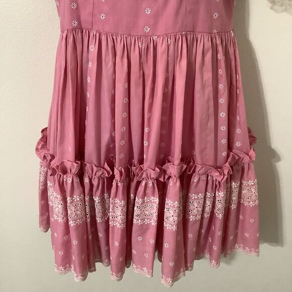 Vintage Pink Fairy Cottagecore Western Handmade Babydoll Fairy Puff Sleeve Dress - Picture 3 of 10